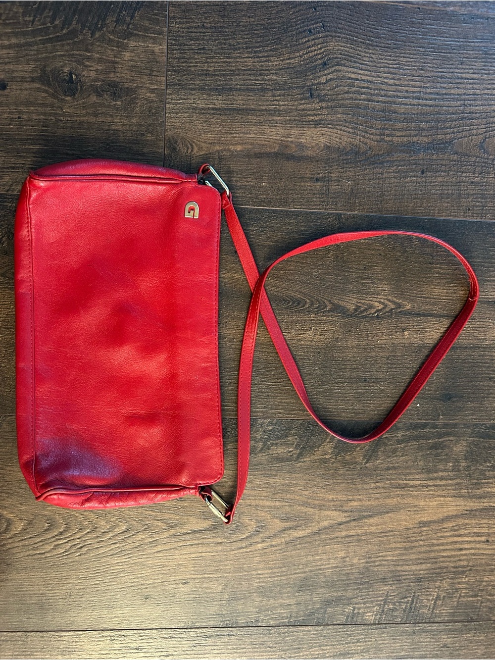 Vintage Ganson Bright Red Leather Crossbody